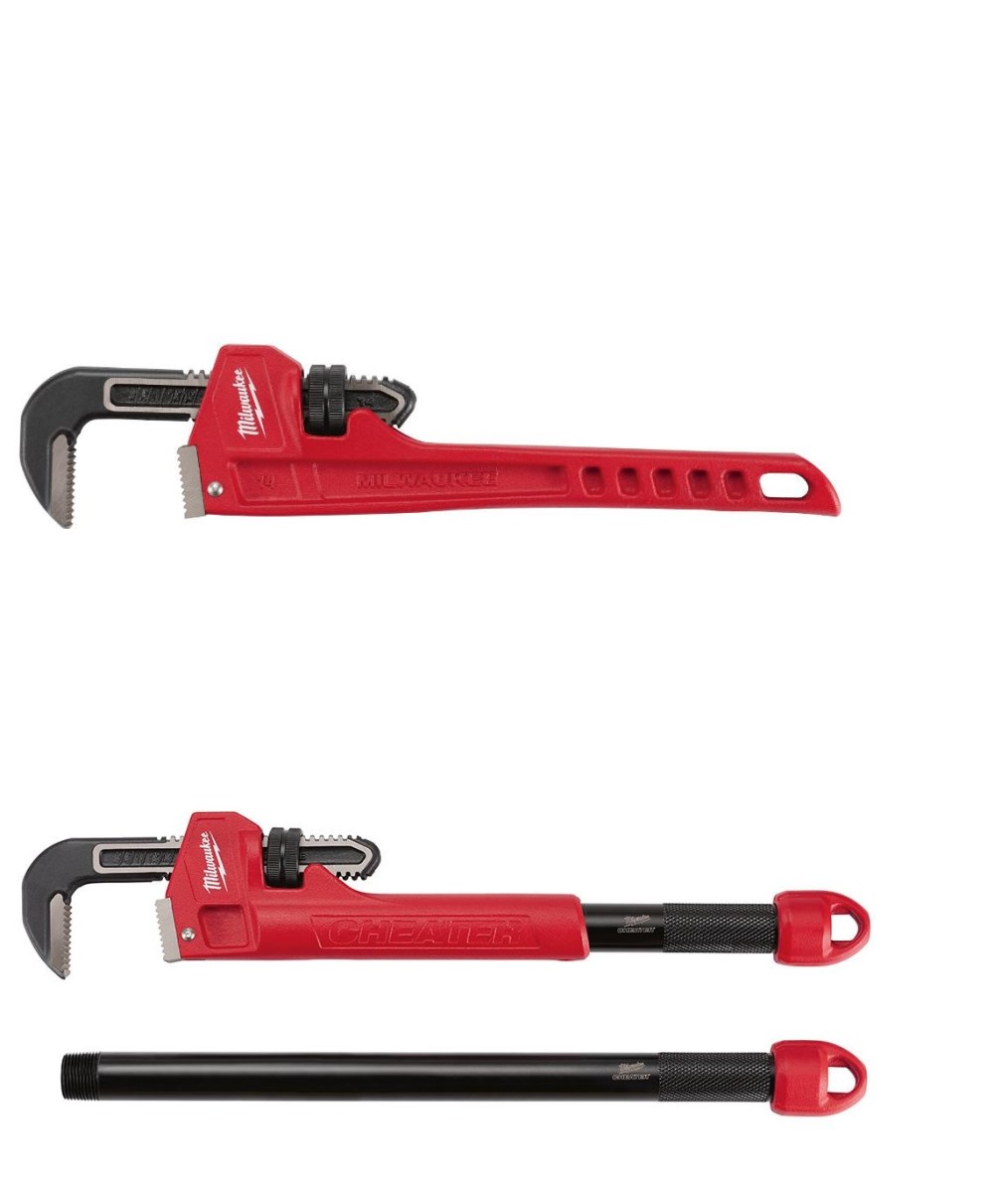 Milwaukee Cheater Pipe Wrench & 14″ Steel Pipe Wrench Bundle - Flockneti