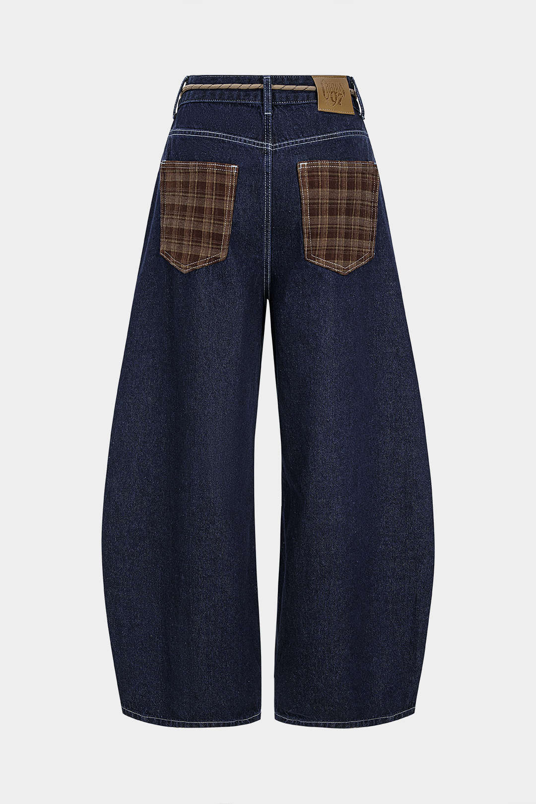Denim Patchwork Tie-Up Wide Leg Jeans - Flockneti