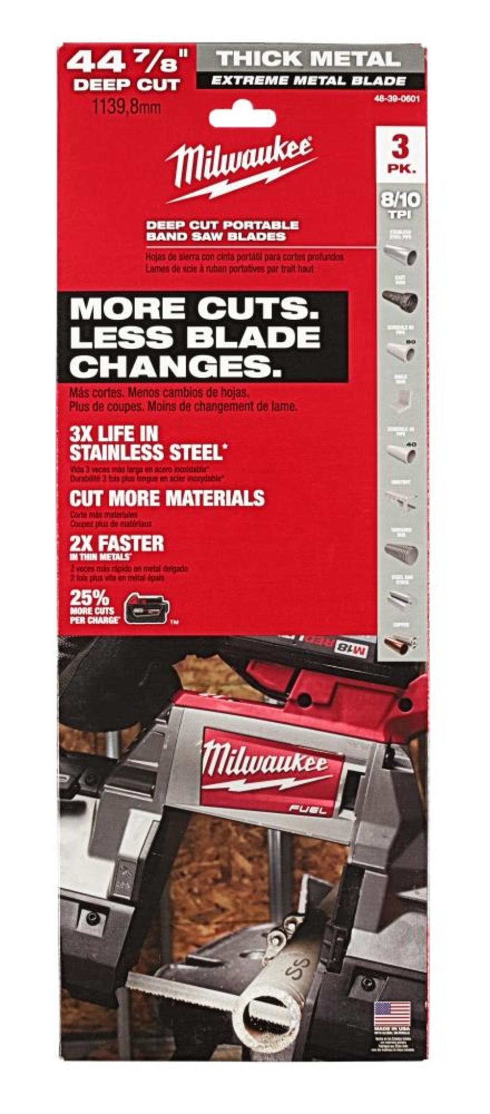 Milwaukee Extreme Thick Metal Band Saw Blades 3PK Deep Cut - Flockneti