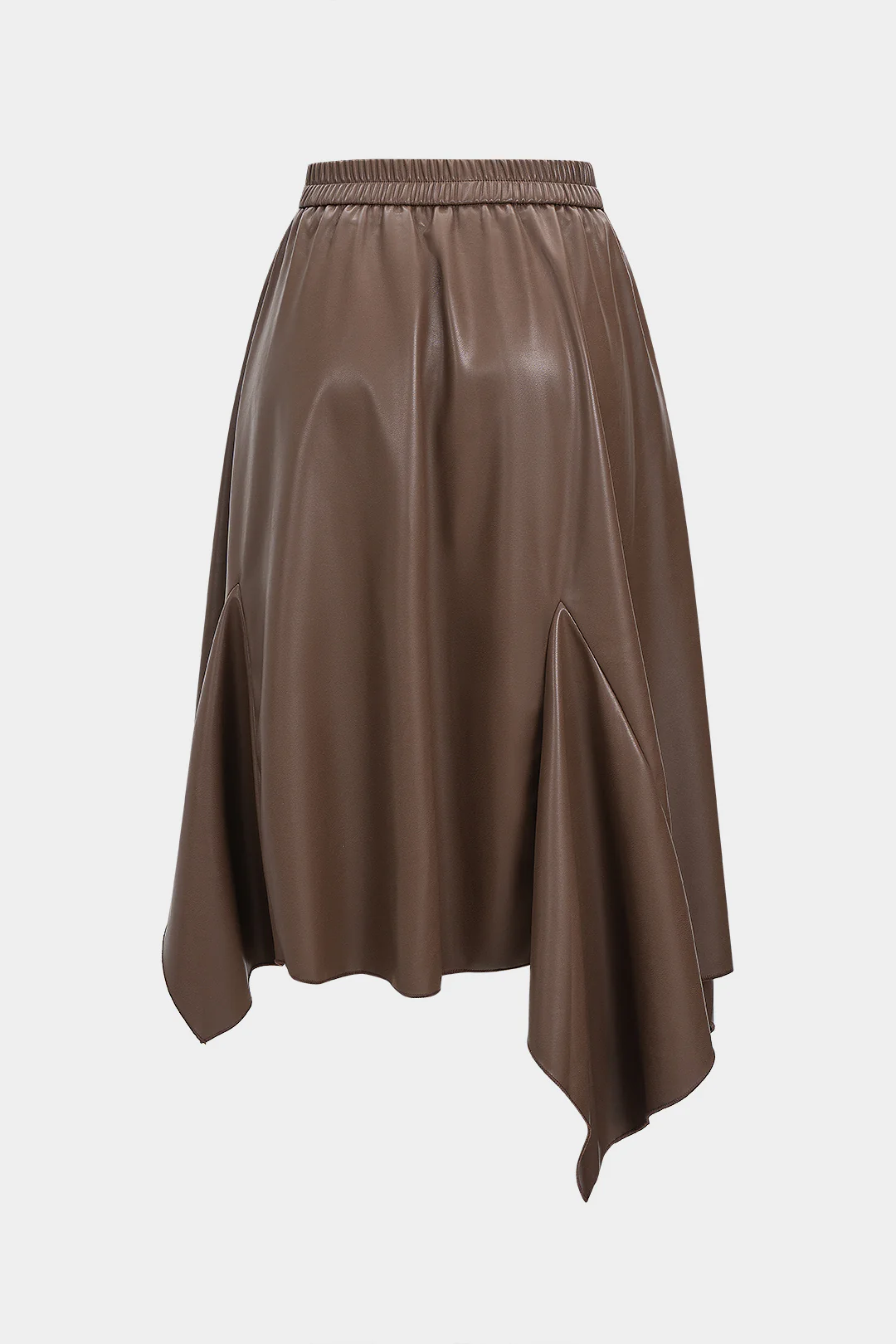 Faux Leather Shirred Waistband Ruched Skirt - Flockneti
