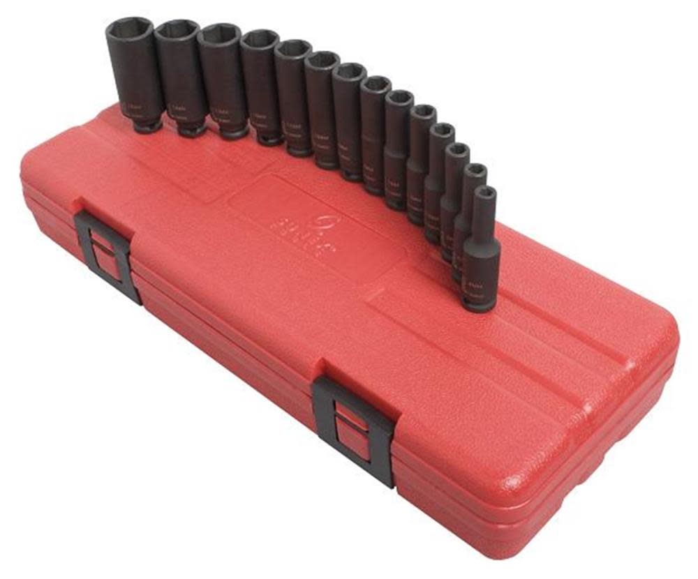 Sunex 14 pc. 1/4 In. Drive Deep Metric Magnetic Impact Socket Set - Flockneti