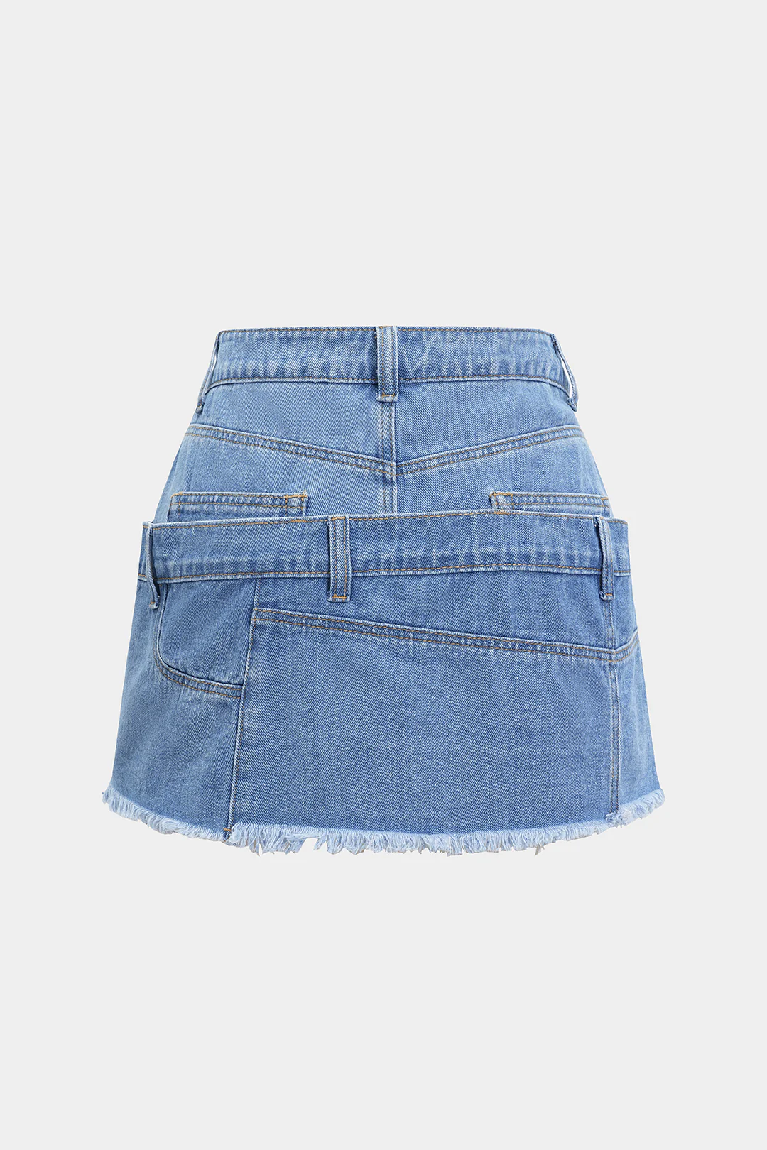 Denim Asymmetrical Pocket Button Skirt - Flockneti