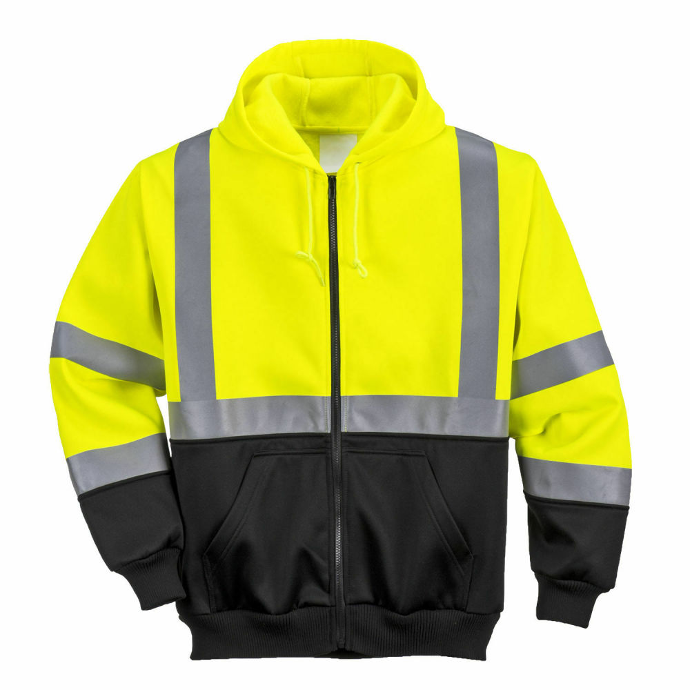 Portwest Yellow and Black Hi-Vis 2-Tone Zipped Hoodie – 5XL - Flockneti