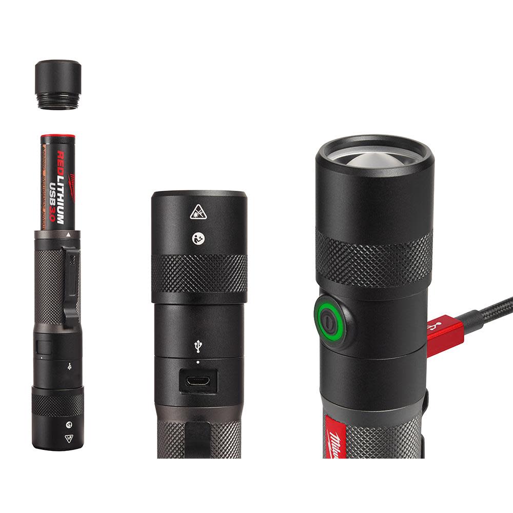 Milwaukee USB Rechargeable Twist Focus Flashlight Kit Bundle - Flockneti