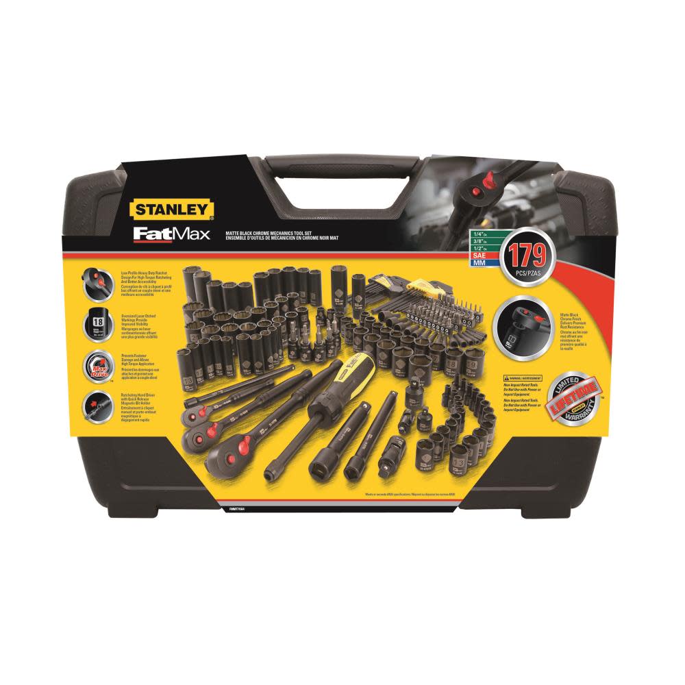 Stanley 179 pc Black Chrome Mechanic’s Tool Set - Flockneti