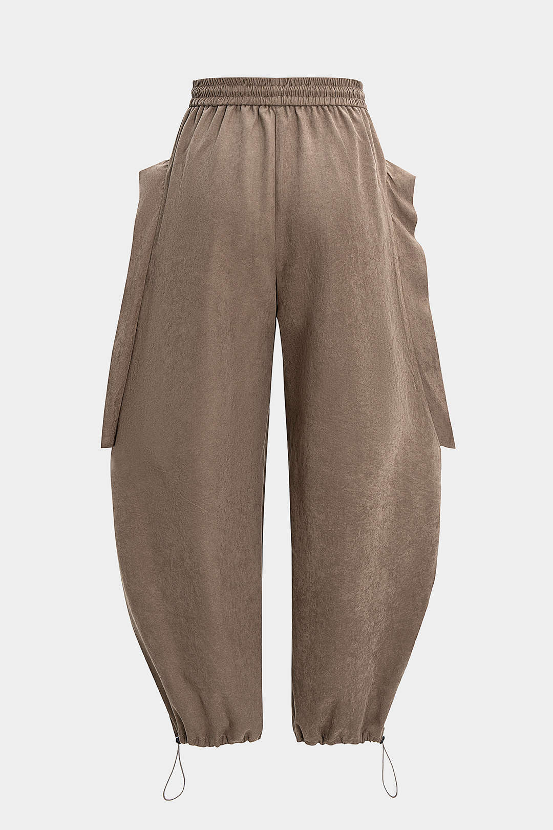Shirred Waistband Drawstring Barrel Trousers - Flockneti