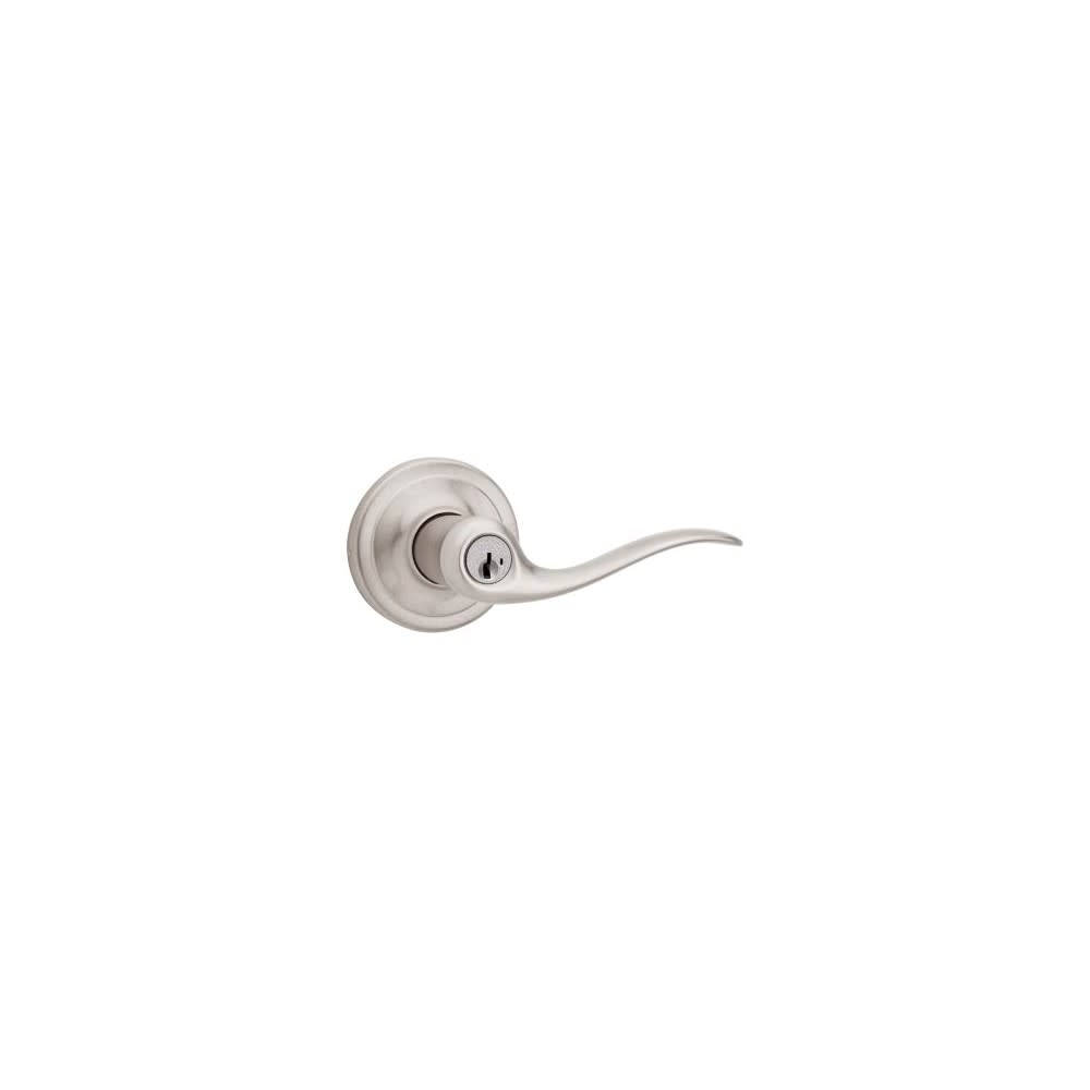 Kwikset Satin Nickel Signature Series Keyed Entry Tustin Door Lever - Flockneti