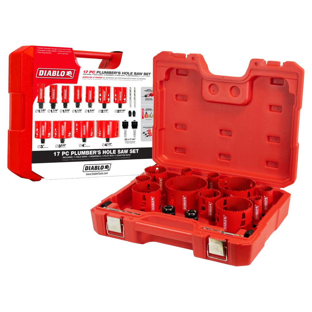 Diablo Tools 17 pc Plumber’s Bi-Metal Hole Saw Set - Flockneti