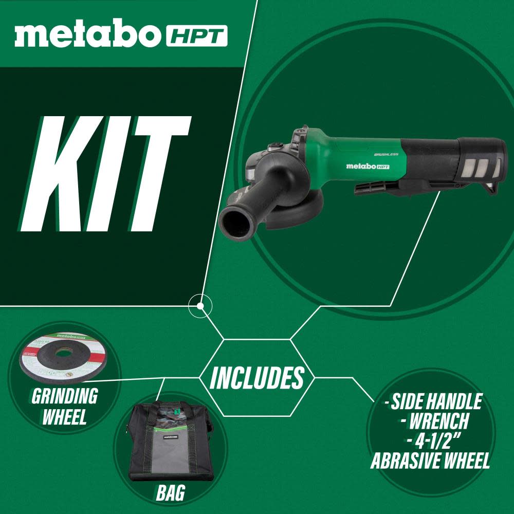 Metabo HPT 4 1/2″ Paddle Switch Disc Grinder with Brake - Flockneti