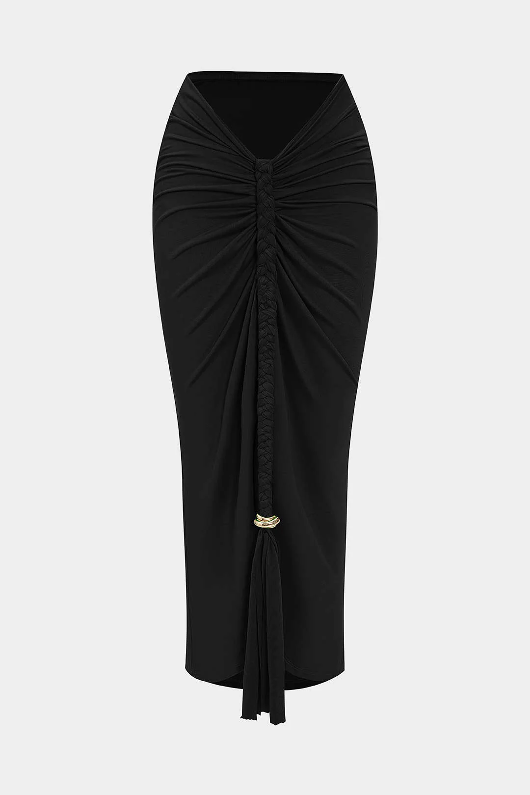 Metallic Decor Braided Ruched Skirt - Flockneti