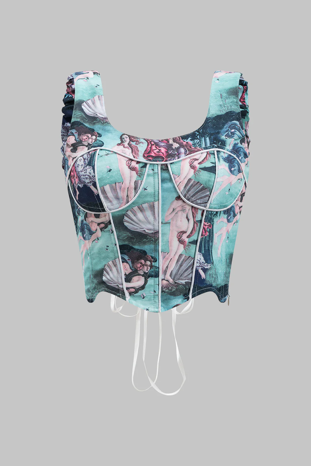 Abstract Shell Print Corset Tie-Back Tank Top - Flockneti