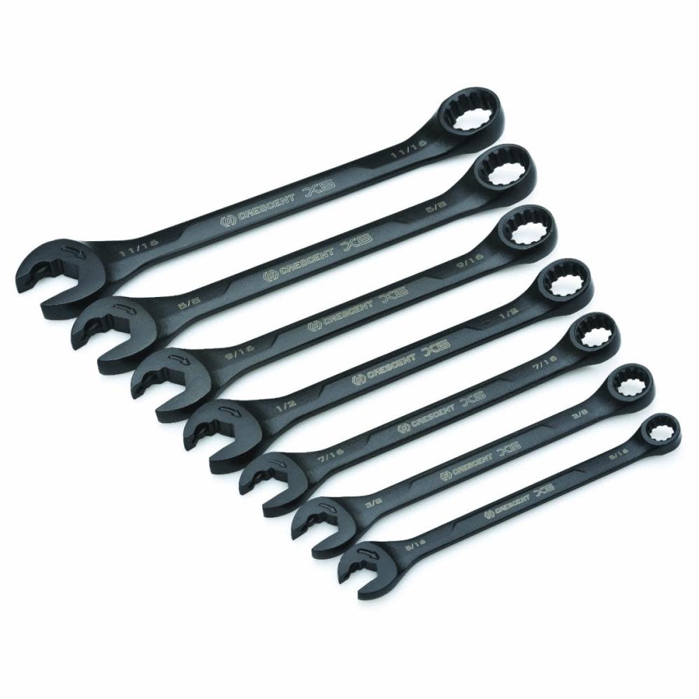 Crescent X6 Ratcheting Wrench Set 7 Pc. Combination with Spline Open End - Flockneti