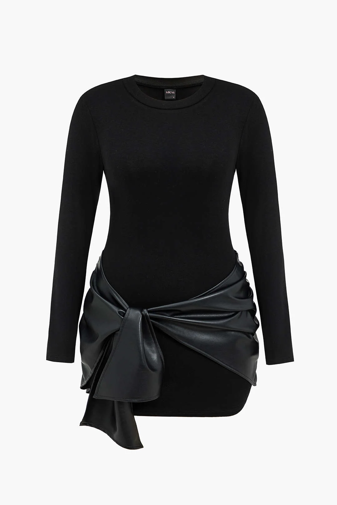 Plus Size Faux Leather Patchwork Mini Dress - Flockneti