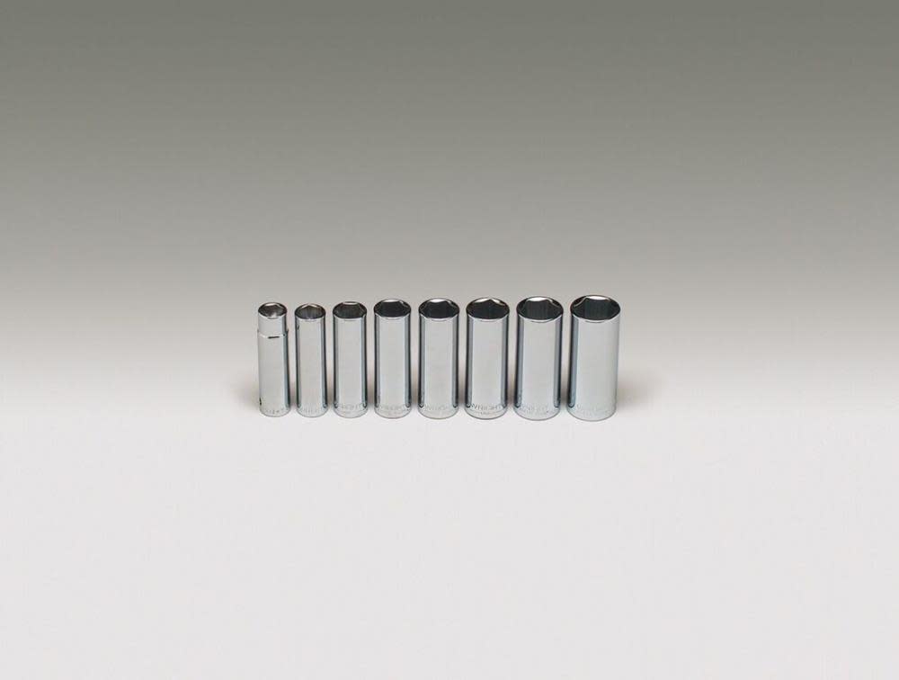 Wright Tool 1/2 In. Dr. 8 pc. 6 Pt. Deep Socket Set 1/2 In. to 15/16 In. - Flockneti
