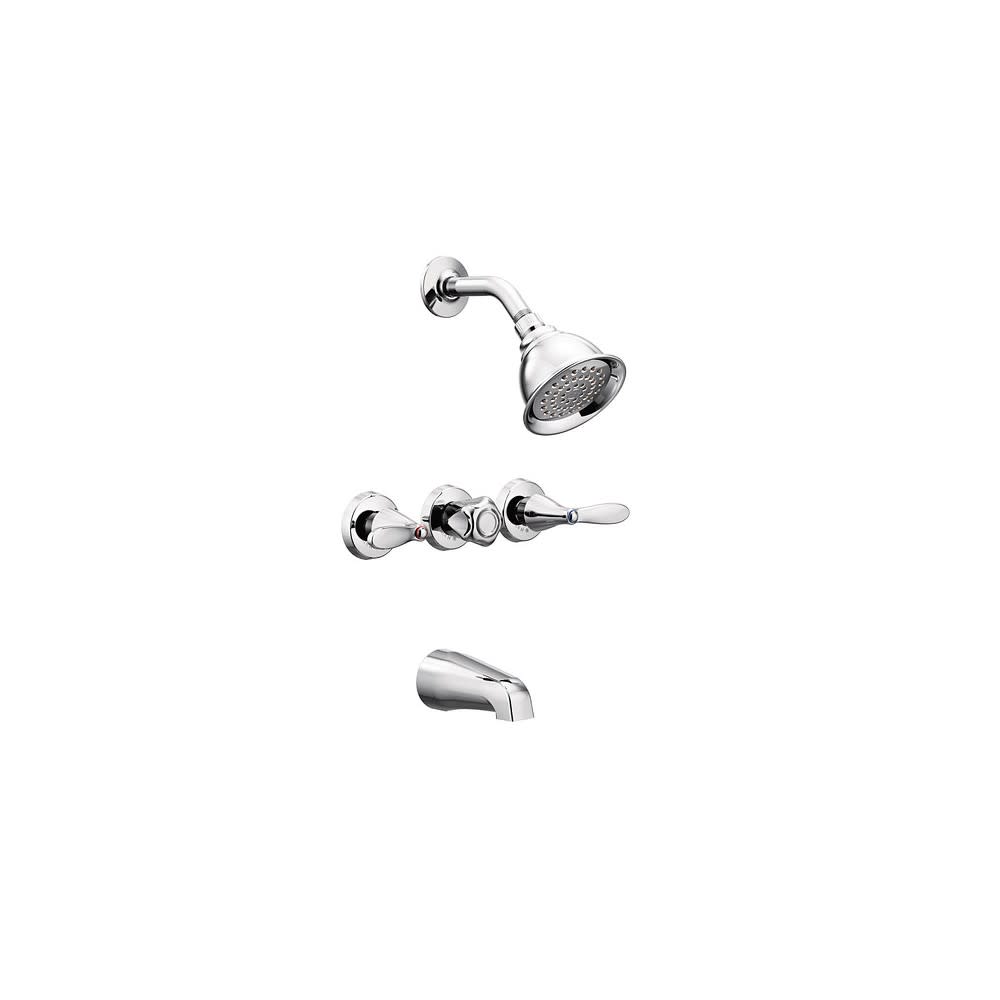 Moen Adler Tub/Shower Faucet Standard 3 Handle Chrome Metal - Flockneti