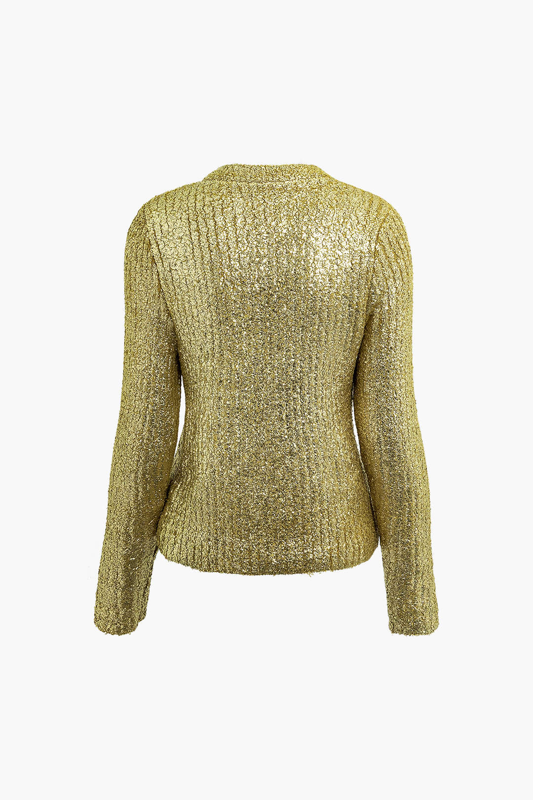 Knit ?Foil Detail Round Neck Long Sleeve Top - Flockneti