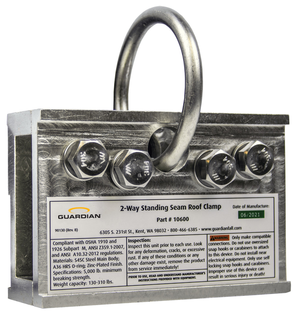 Guardian Fall Protection Two-Way Standing Seam Roof Clamp - Flockneti