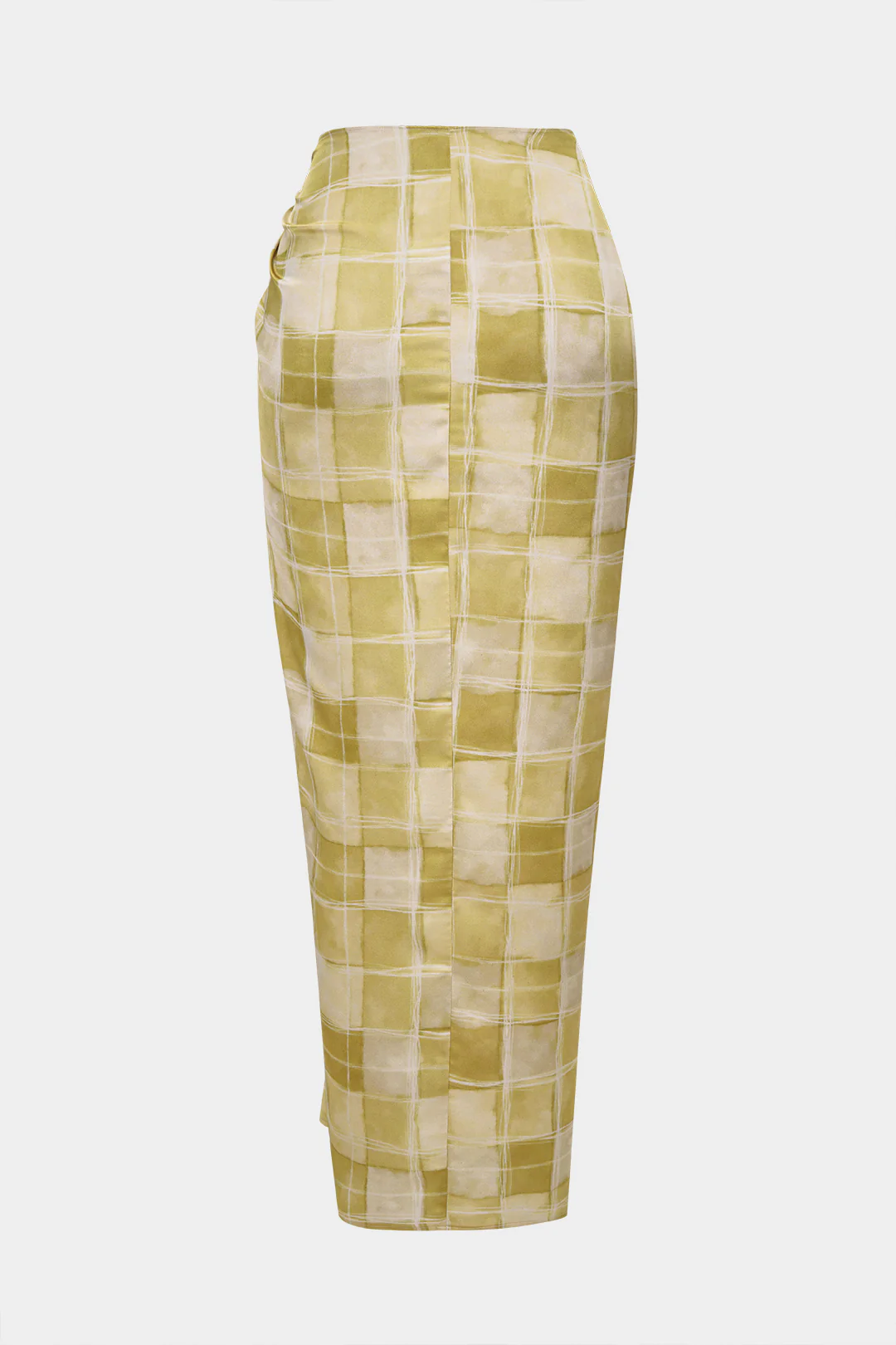 Plaid Print Satin Wrap Knotted Skirt - Flockneti
