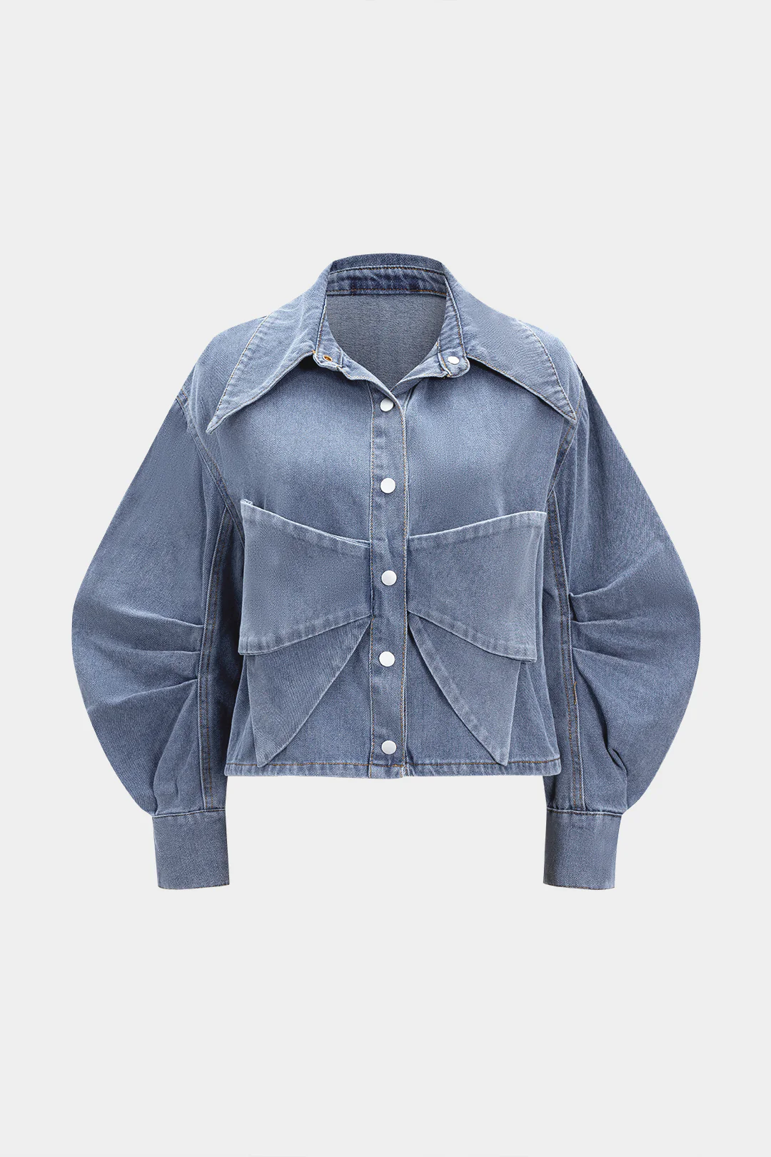 Denim Button Bow Outerwear - Flockneti