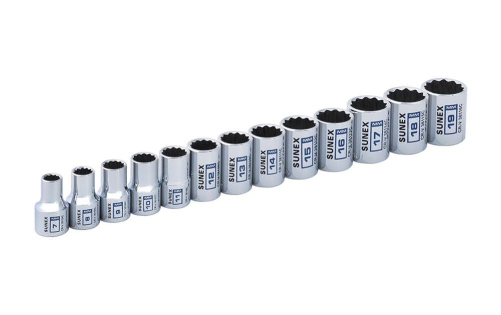 Sunex 3/8 In. Dr 12 Pt Standard Metric Socket Rail 13 Pc Set - Flockneti