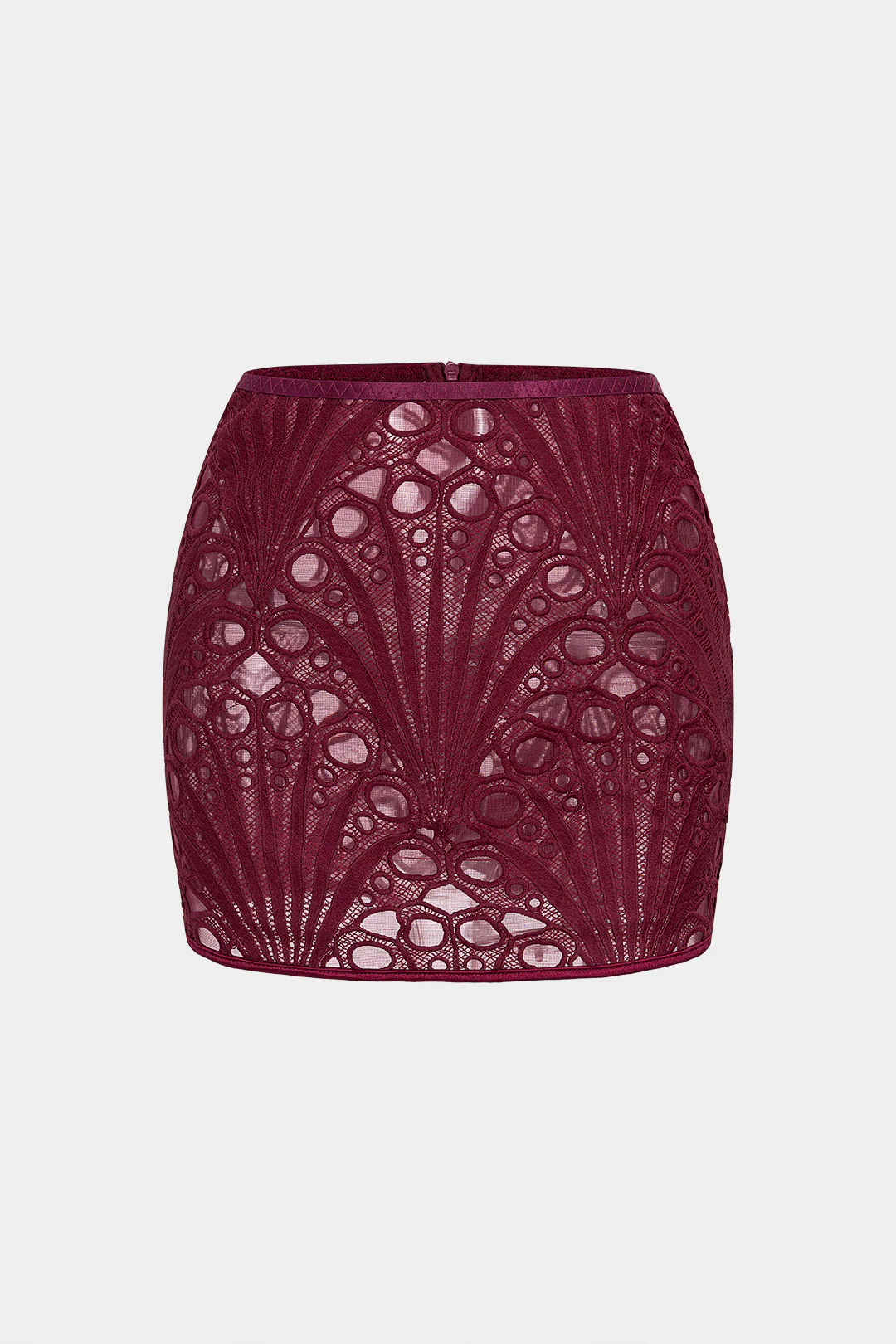 Embroidery Zipper Cut Out Mini Skirt - Flockneti