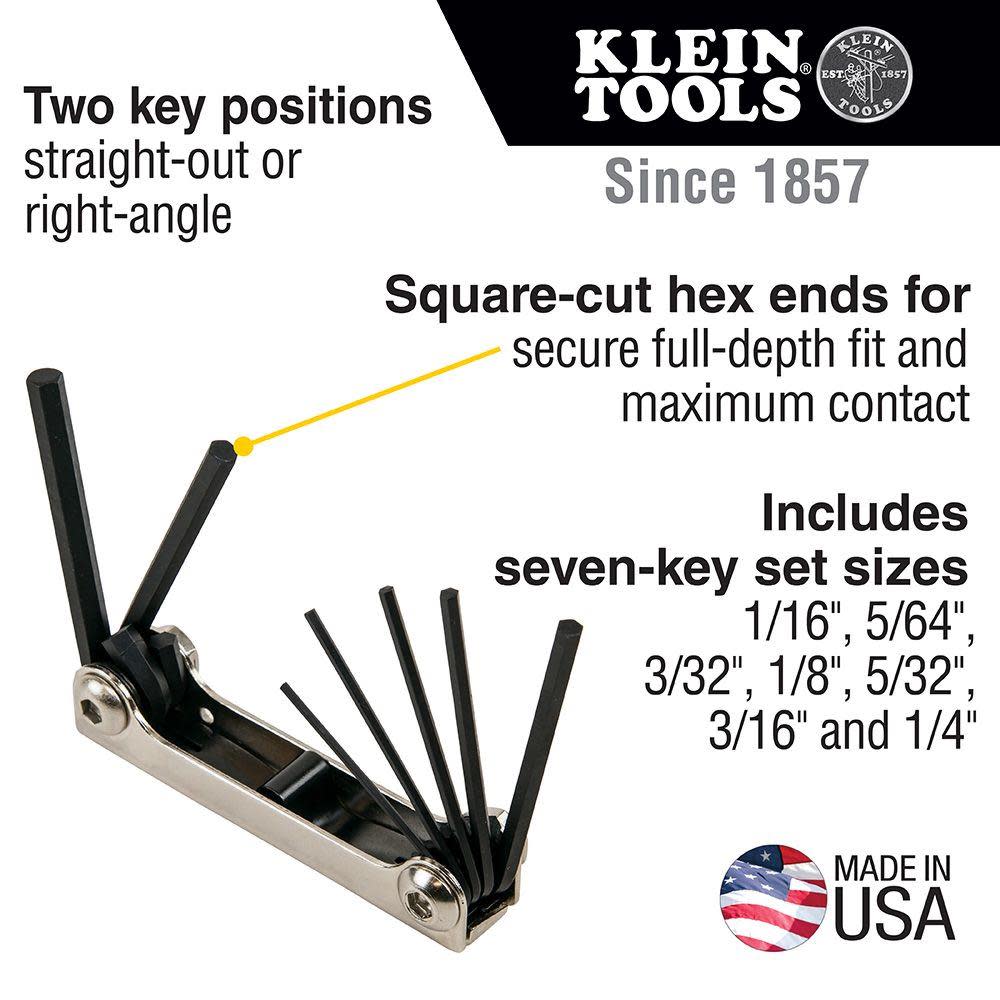Klein Tools Folding Hex Key Set Metric 7 Pc - Flockneti