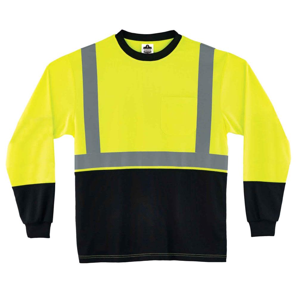 Ergodyne Glowear 8291BK Type R Class 2 Black Front Long Sleeve T-Shirt – 2XL - Flockneti