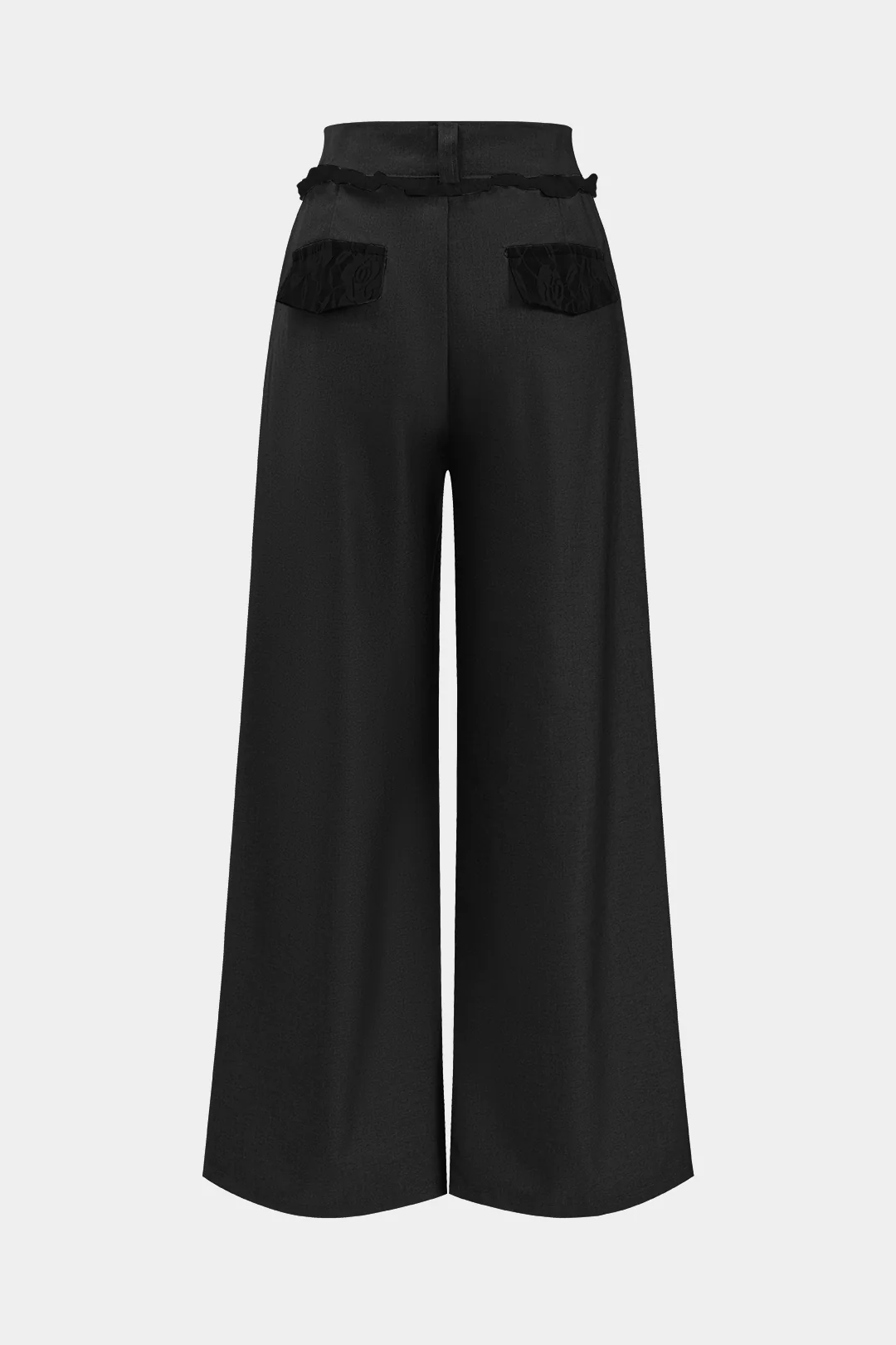 Lace Patchwork Wide Leg High Waist Pants - Flockneti