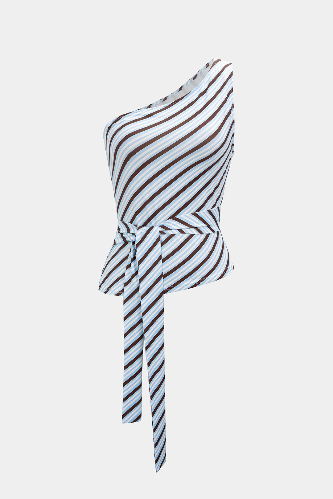 Stripes Print One Shoulder Tie-Up Tank Top - Flockneti