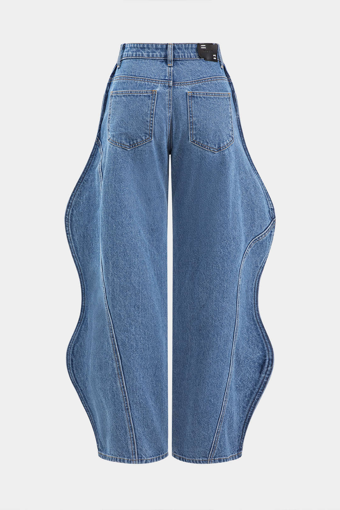 Wave Leg High Waist Barrel Jeans - Flockneti