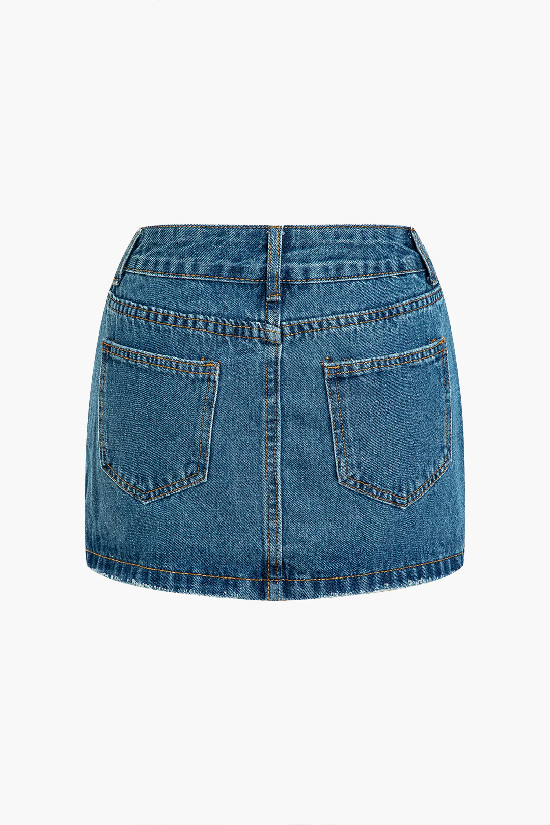 Denim Button Ripped Zipper Skirt - Flockneti