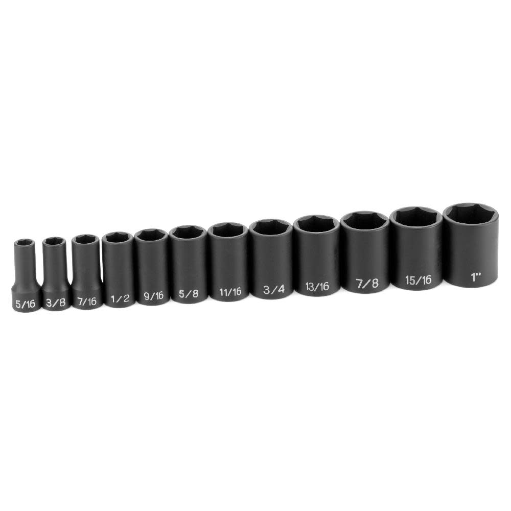 Grey Pneumatic 3/8″ Drive Semi-Deep Length Impact Set – 12 piece - Flockneti