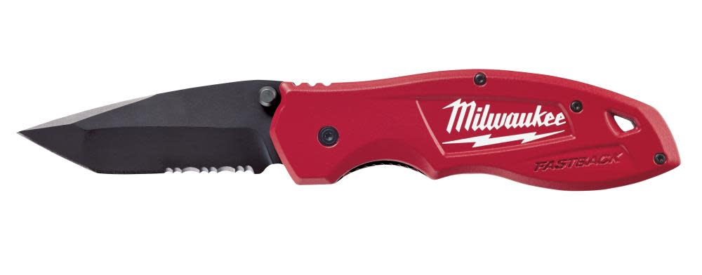 Milwaukee FASTBACK Spring Assisted Serrated Pocket Knife - Flockneti