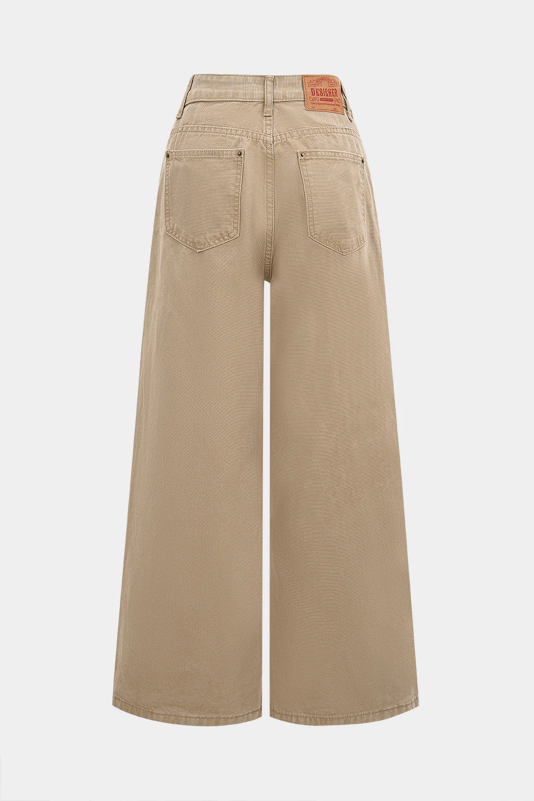 Denim Button Straight Wide Leg Jeans - Flockneti