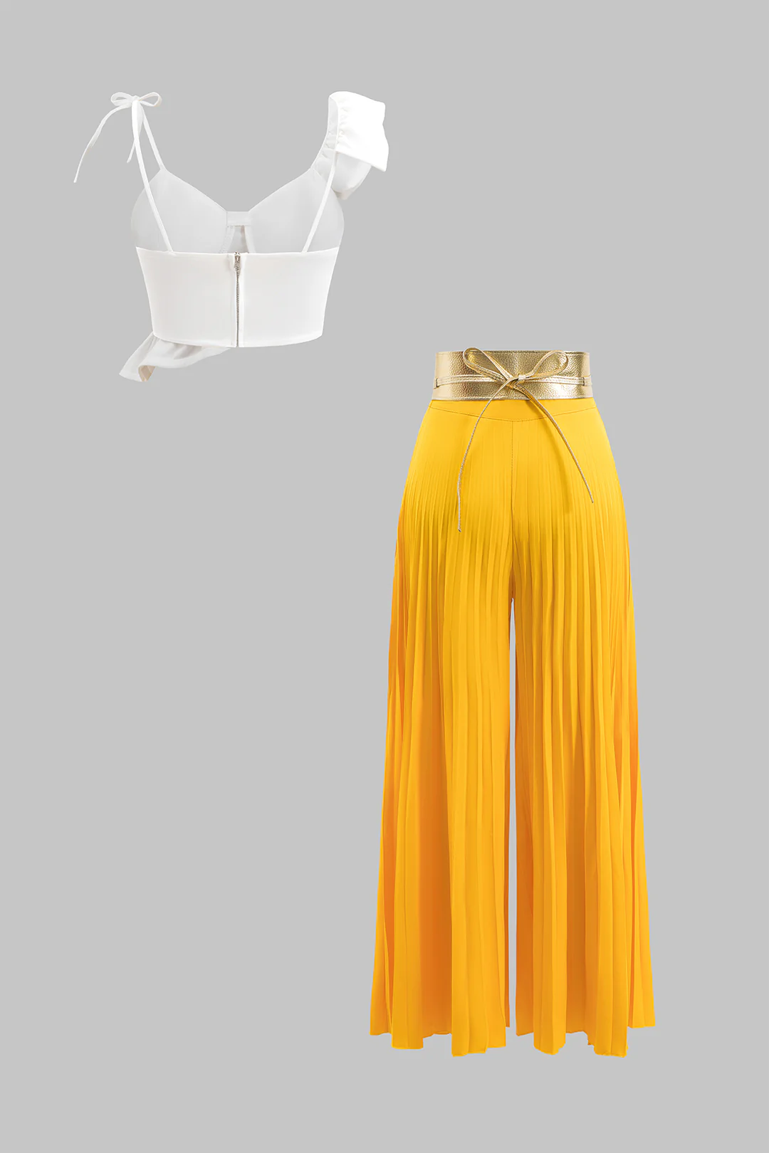 Ruffle Cami Top And Pleated Trousers Set - Flockneti