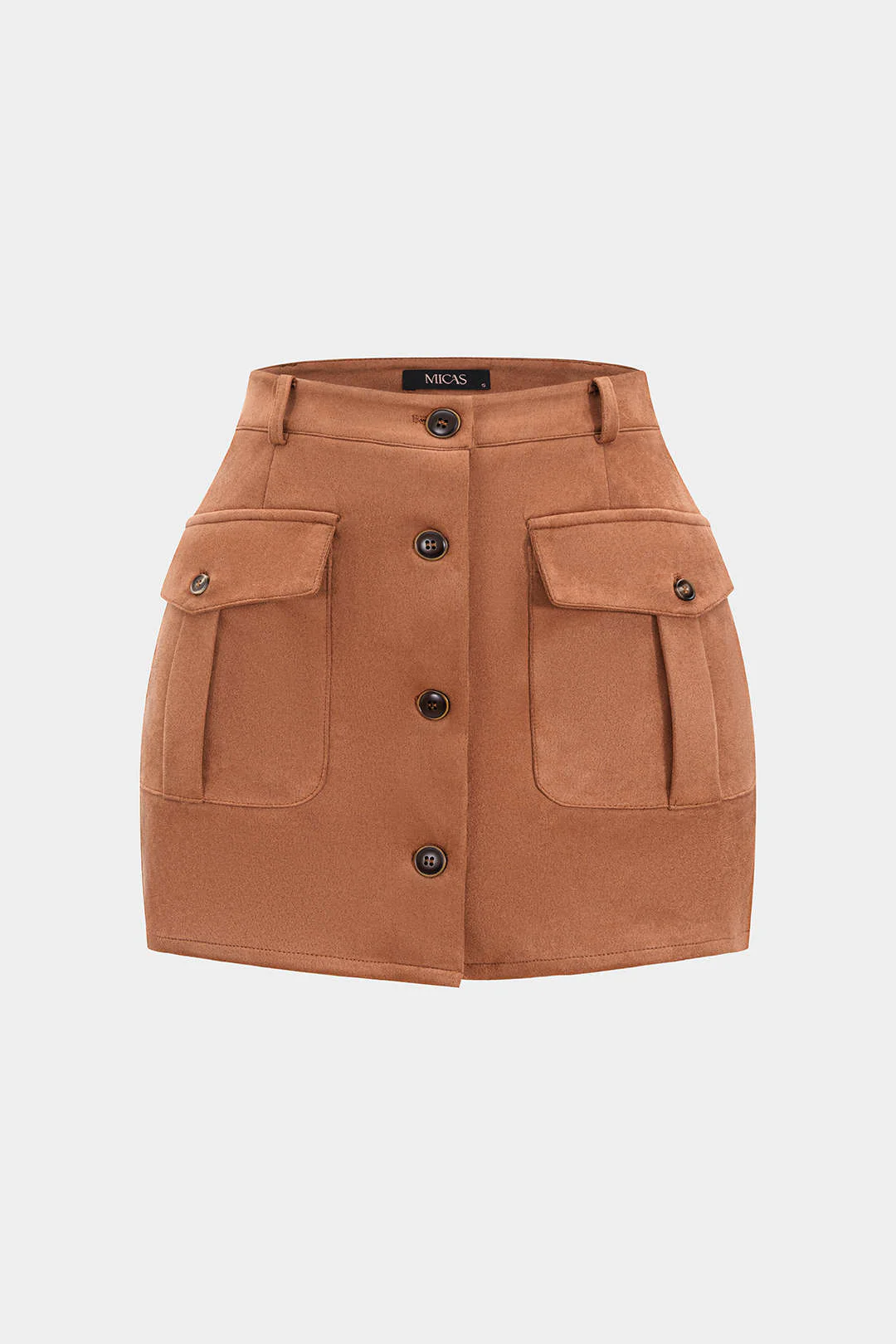 Suede Button Pocket Skirt - Flockneti