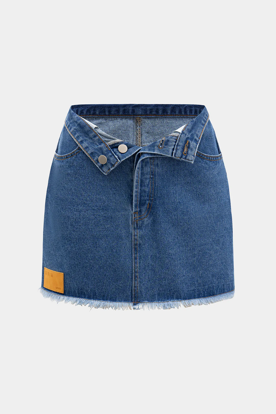 Denim Frayed Pocket Skirt - Flockneti