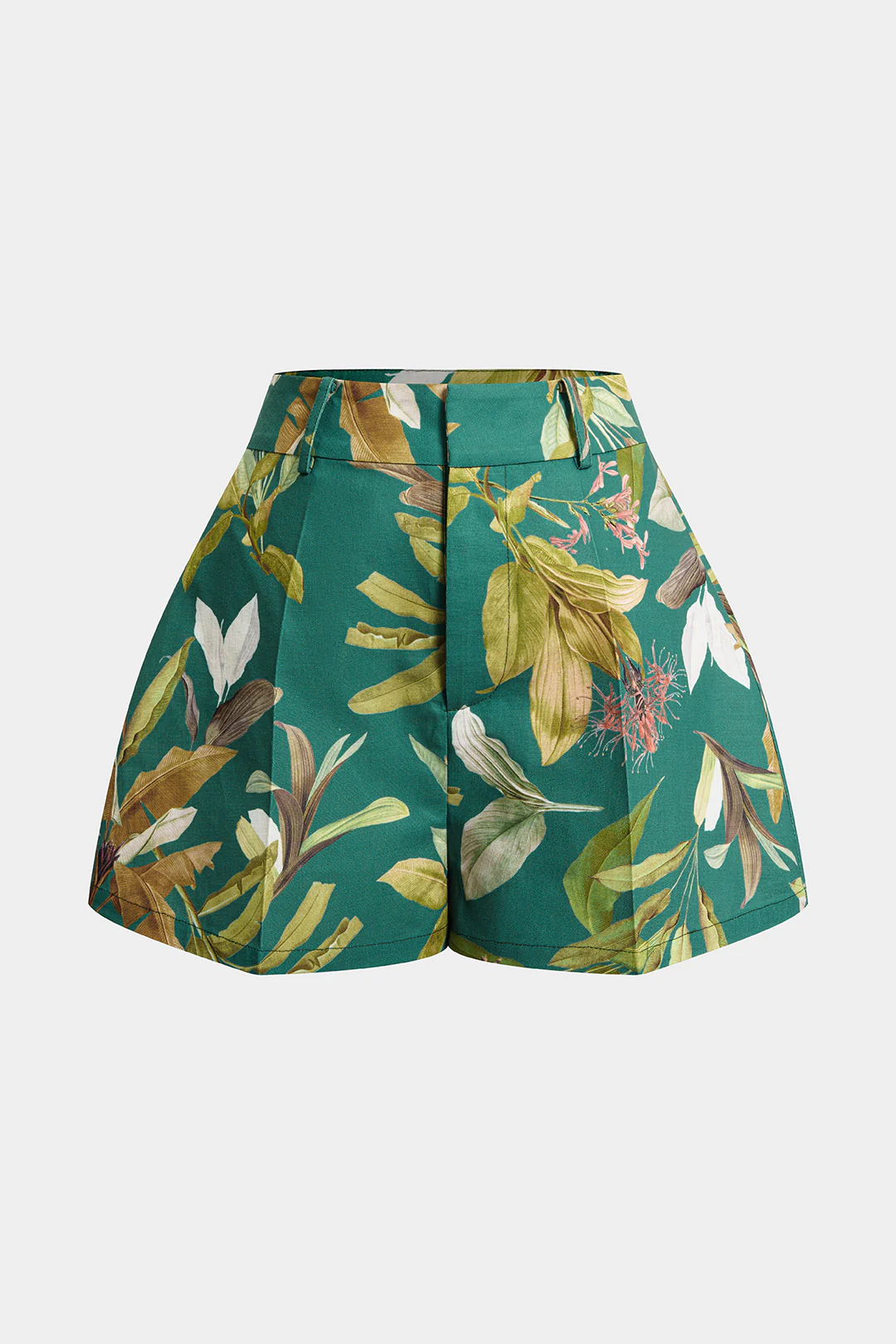 Leaves Print High Waist Wide Leg Shorts - Flockneti