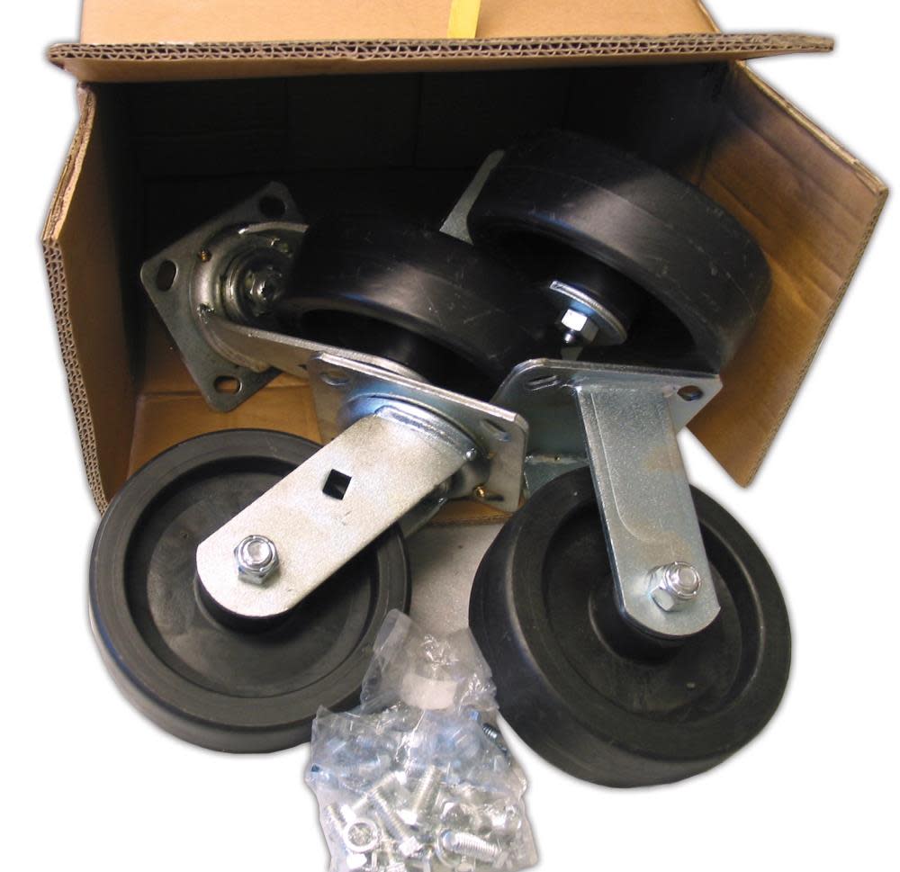 EZ Roll Casters 5″ Caster Set 3200lb Capacity Brakes Polyolefin - Flockneti