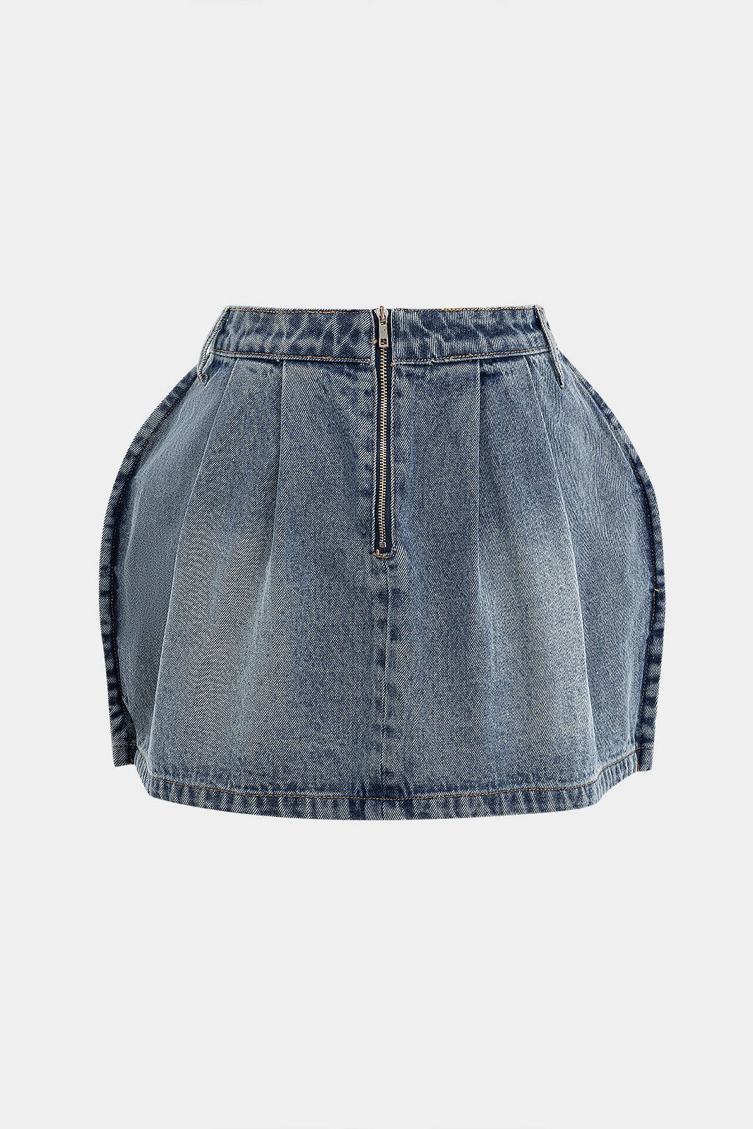 Denim Puff Hem Mini Skirt - Flockneti