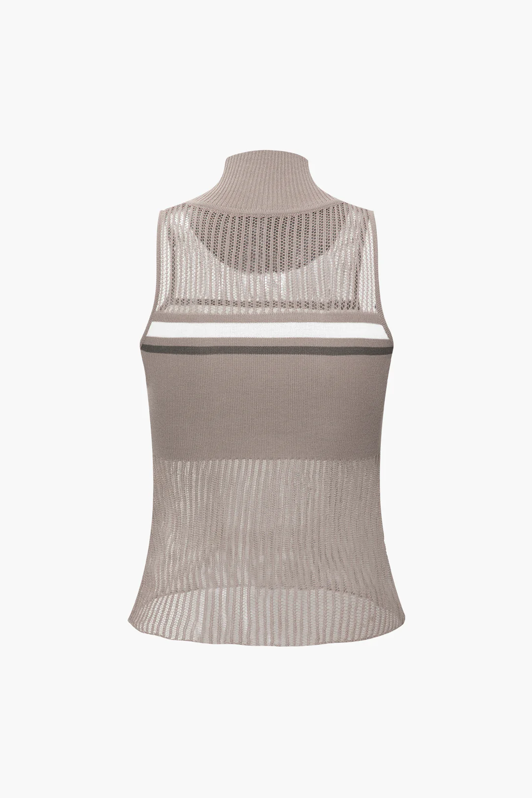 Colorblock Mock Neck Cut Out Sleeveless Tank Top - Flockneti