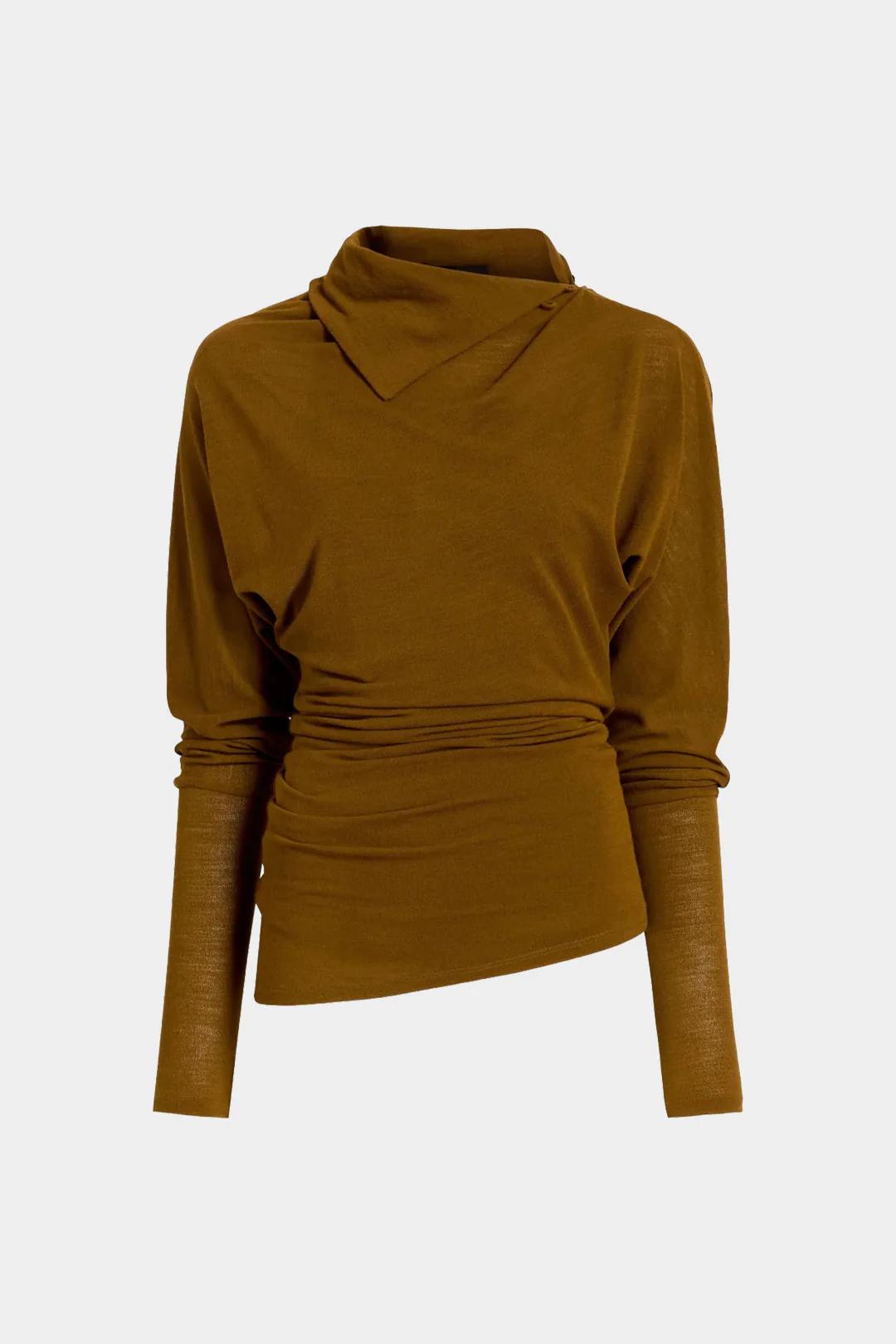 Asymmetrical Ruched Long-Sleeve Top - Flockneti