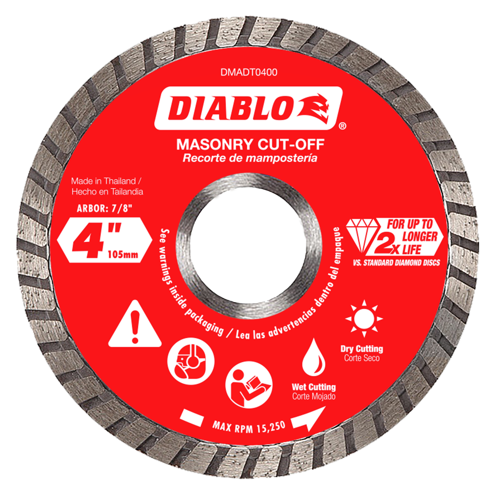 Diablo Tools 4″ Diamond Turbo Cut Off Discs Masonry - Flockneti
