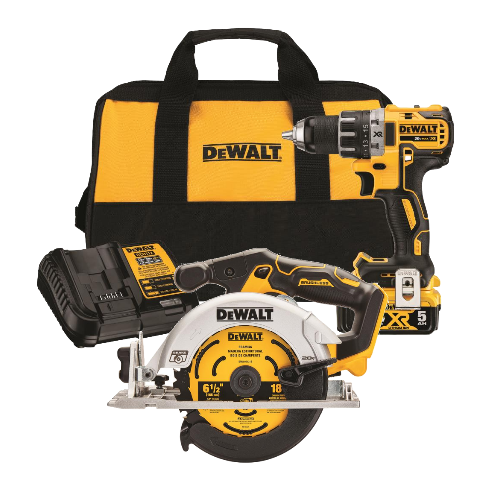 DEWALT 20V MAX 2pc Cordless Combo Kit Drill Driver Circular Saw - Flockneti