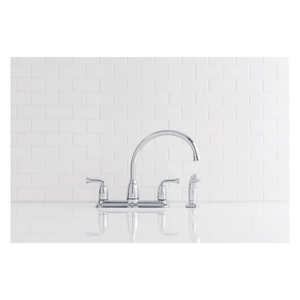 Moen Banbury Chrome 2 Handle High Arc Kitchen Faucet with Side Spray - Flockneti