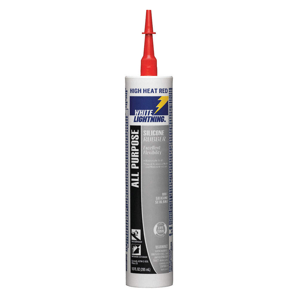 White Lightning 10 Oz High Heat Red All Purpose RTV Silicone Rubber Sealant - Flockneti