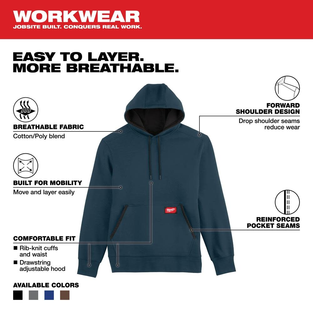 Milwaukee Midweight Pullover Hoodie Blue Large - Flockneti