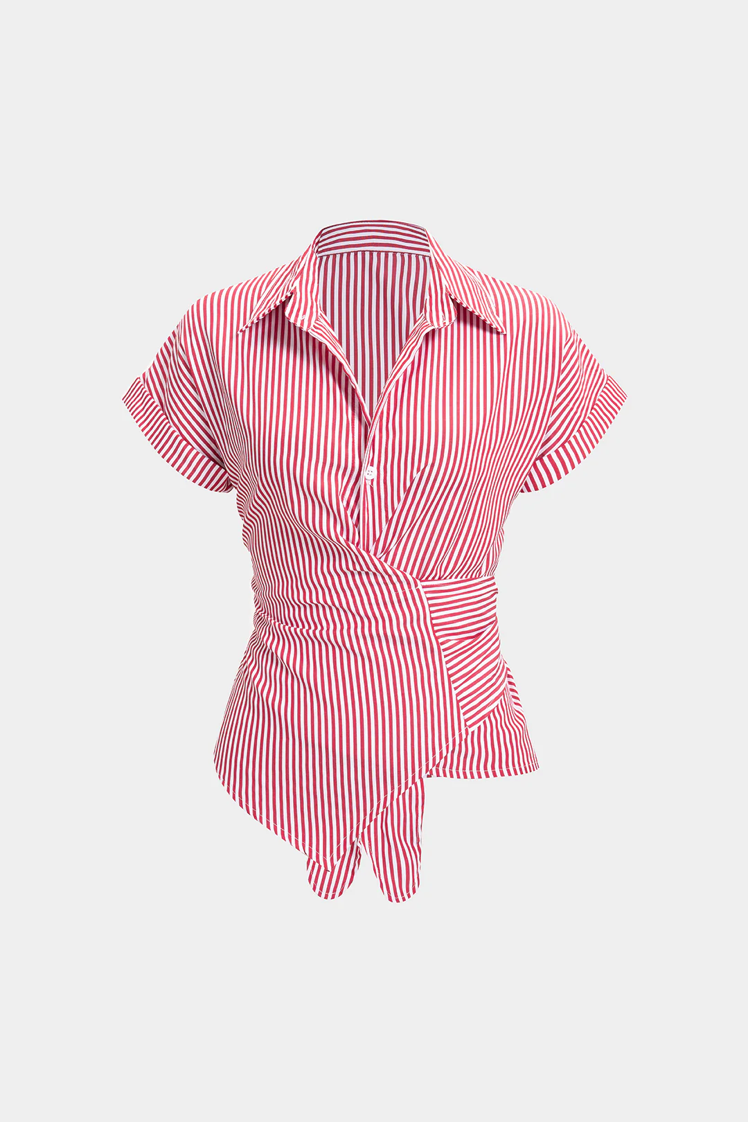 Striped Tie Back Short-Sleeve Shirt - Flockneti