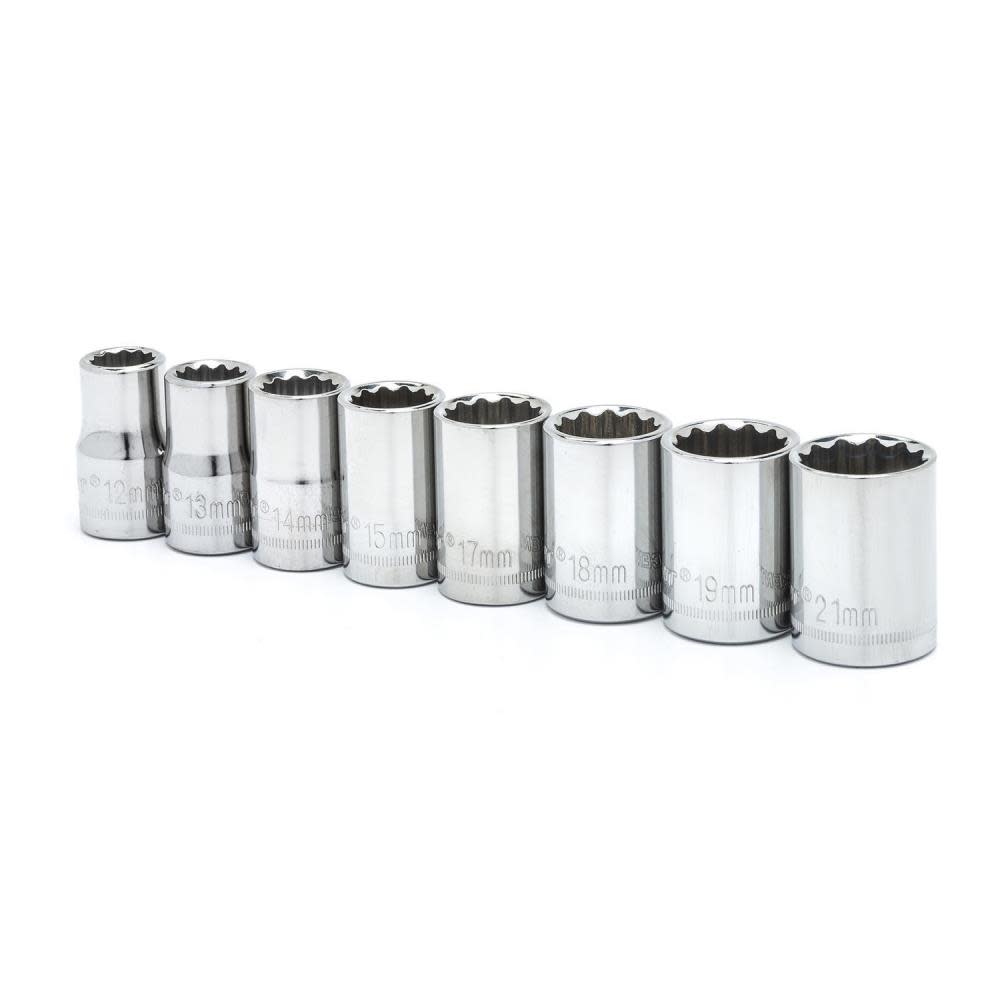 Crescent 8 Pc 1/2 In. Drive 12 Point Metric Socket Set - Flockneti