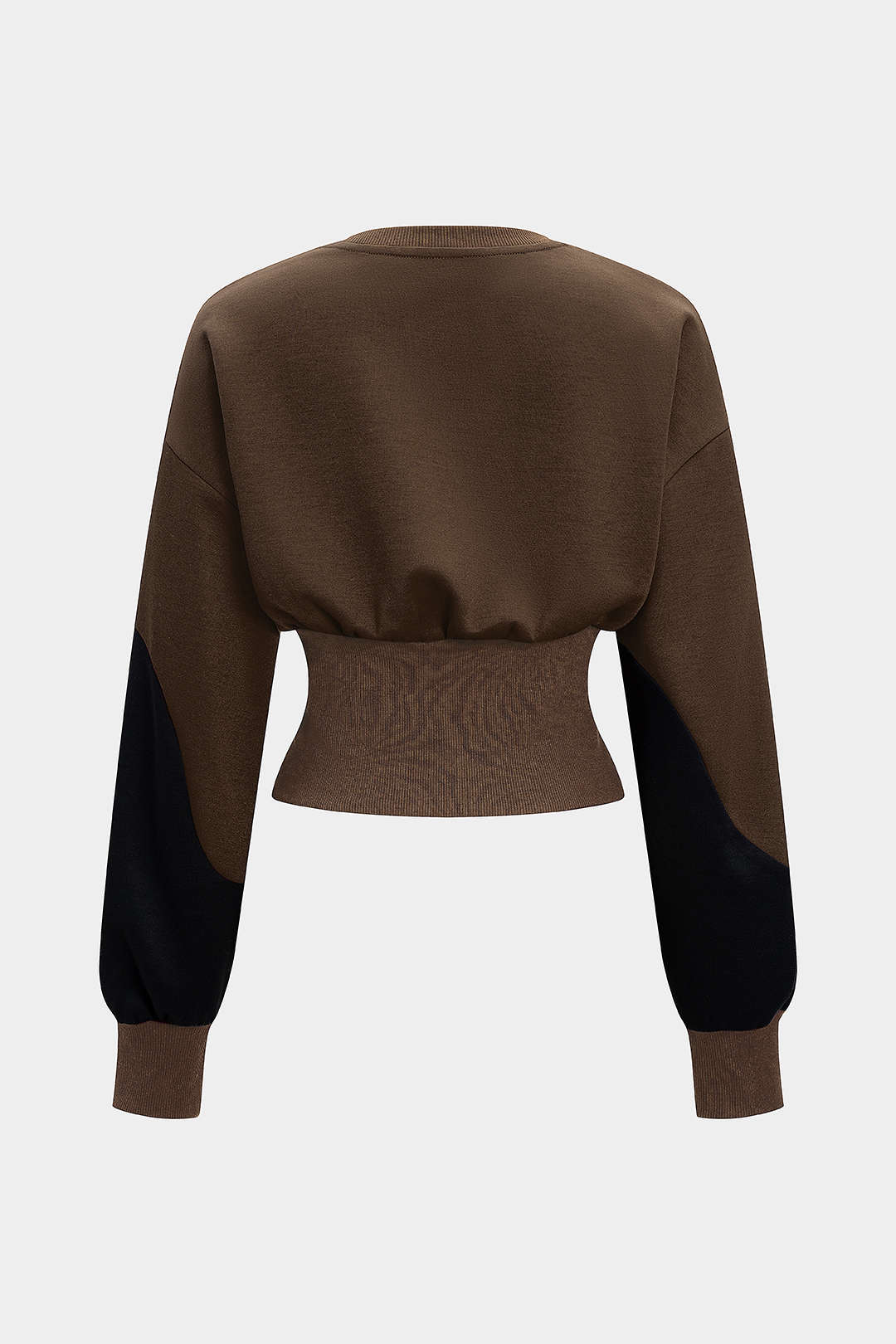 Contrast Asymmetrical Round Neck Sweatshirt - Flockneti